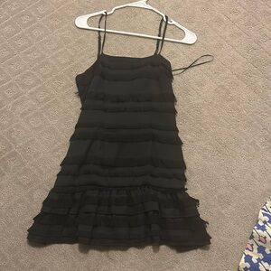 Princess Polly Black “Molina” Fringe Mini Dress Size 2